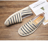 Spring Stripe Canvas Men's Shoes Soft Men's Casual Flat Breathable Loafers Vulcanized MartLion   