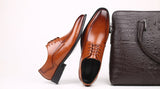 Men's Leather Dress Shoes Classic Retro Derby Lace-Up Wedding Party Office Oxfords Flats Mart Lion   