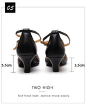 Girls Modern Latin Dance Shoes Women for Ladies Ballroom Tango Closed Toe Rubber sole 3.5/5.5CM Heels MartLion   