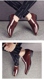 Men's Wedding White Shoes Rubber Sole Dress Lether Flats Patent Leather Shoes MartLion   