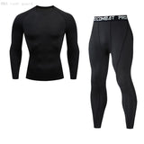 Compression Men's Sports underwear MMA rash guard Fitness Leggings Jogging T-shirt Quick dry Gym Workout Sport MartLion black S 