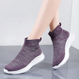 Women Platform Sneakers Casual Shoes Slip On Sock Trainers Plush Lightweight MartLion   