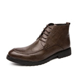 Men's Boots Autumn Comfy Durable Outsole Lace-up Shoes Leather Casual MartLion Brown 8.5 