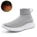 Women Platform Sneakers Casual Shoes Slip On Sock Trainers Plush Lightweight MartLion Grey No Fur 12 