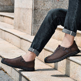 Men's Shoes Split Leather Casual Driving Moccasins Slip On Loafers Flat Mart Lion   