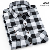 Fall Smart Casual Men's Flannel Plaid Shirt Brand Office Long Sleeve Shirt Clothes Mart Lion 6607 Asian S Label 39 