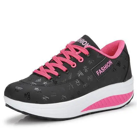 Versatile Women Vulcanize Shoes Breathable Casual Chunky Sneakers Ladies MartLion 836 black rose Red 35 