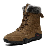 Winter High Help Men's Snow Boots Waterproof Fur Thick Plush Warm Ankle Mart Lion Brown 6.5 