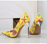 Shallow Pointed Toe Cartoon Print Stilettos Pumps Women Wedding Shoes Spring High Heels office MartLion   