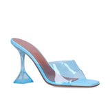 Star style Transparent PVC Crystal Clear Heeled Women Slippers High heels Mules Slides Summer Sandals Shoes MartLion Sky blue 35 