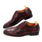 Handmade Men's Wingtip Oxford Shoes Genuine Calfskin Leather Brogue Dress Classic Formal Shoes MartLion   