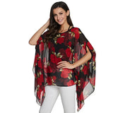 Women Blouses Print Chiffon Blouse Shirt Batwing Sleeve Casual MartLion picture color 7 5XL 