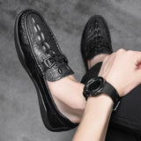 Men's Casual Shoes Genuine Cow Leather Crocodile Print Spring Autumn Luxury Flat Cool Leisure Sneakers Loafers Mart Lion   