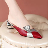 women beige square heel summer shoes lady casual sweet party red high heel MartLion   