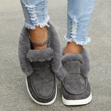 Ladies Ankle Boots Women Winter Warm Plush Fur Snow Suede Leather Shoes Ladies Slip Footwear MartLion   