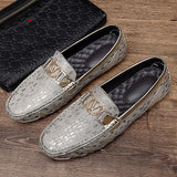 Genuine Leather Classic Men's Casual Shoes Breathable Slip-on Loafers Lightweight Walking Flats Footwear MartLion 7165 Khaki 44 