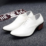 Men's Patent Leather Oxford Shoes Breathable Pointed Toe High Heels Formal Prom Dress Wedding Groom MartLion   