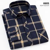 Fall Smart Casual Men's Flannel Plaid Shirt Brand Office Long Sleeve Shirt Clothes Mart Lion 6605 Asian S Label 39 