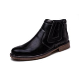 Men's Boots Leather Autumn Winter Vintage Style Ankle Short Chelsea Footwear Hombre MartLion black 12.5 
