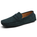 Men's Leather Loafers Casual Shoes Moccasins Slip On Flats Driving Mart Lion Dark green 8 