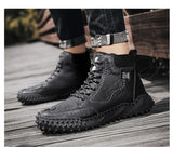 Lace-Up Winter Men's Boots Leather Plush Warm Snow Outdoor Motorcycle Young Casual MartLion   