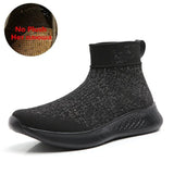 Women Platform Sneakers Casual Shoes Slip On Sock Trainers Plush Lightweight MartLion Black No Fur 12 