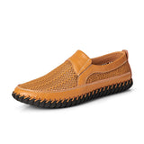 Men's Casual Shoes Summer Style Mesh Flats Loafer Creepers Casual High-End Very Mart Lion Yellow Brown 6.5 China