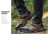 Spring Autumn Men's Work Casual Shoes Outdoors Leather Round Toe Sneakers Climbing Hiking Mart Lion   