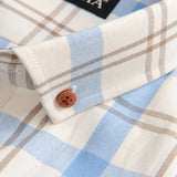 Men's 100% Cotton Long Sleeve Contrast Plaid Checkered Shirt Pocket-less Design Casual Standard-fit Button Down Gingham Mart Lion   