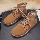 Off-Bound Winter Men's Boots Warm Fur Snow Waterproof Suede Leather Furry Ankle Fluff Plush Shoes Outdoor Mart Lion Auburn 39 