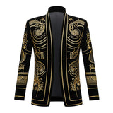 Luxury Embroidery Cardigan Blazer Jacket Men's Shawl Lapel Slim Fit Striped Suit Jacktes Party Prom Wedding Mart Lion   