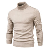 10 Color Winter Men's Turtleneck Sweaters Warm Black Slim Knitted Pullovers Solid Color Casual Sweaters Autumn Knitwear MartLion Khaki EUR S 50-55 kg 