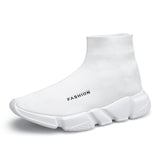 High Top Sock Sneakers Men's Shoes Unisex Basket Flying Weaving Breathable Slip On Trainers Shoes zapatillas mujer Mart Lion 2-White 5.5 