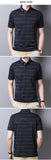 Summer Oversized T Shirt Men's Short Sleeved Striped Breathable Anti-wrinkle Turn-down Collar Clothing Mart Lion   