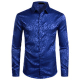 Men's Floral Black Dress Shirts Stylish Long Sleeve Steampunk arty Club Bar Social Shirt Chemise Homme Mart Lion   