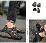 Summer Genuine Leather Men's Sandals Lightweight Shoes Outdoor Beach Casual Sneakers Mart Lion   