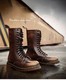 Lovers Popular Motorcycle Boots Men's Winter High-Top Combat Leather Casual Luxury Military Boot Army MartLion - Mart Lion