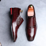 Men's Leather Shoes Style Formal Dress Wedding Red Wine British Style Office Lace-Up Leather Loafers MartLion Burgundy 6 