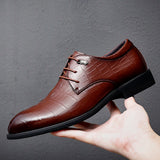 British Casual Leather Shoes Korean Black Version Pointed Toe Men's MartLion Brown 7 
