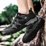 Men's Soft Outdoor Casual Shoes Summer Breathable Mesh Sneakers Light Black Hiking Footwear Running Mart Lion   