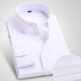 Men's Basic Standard-fit Long Sleeve Dress Shirt Solid/striped Formal White Work Office Classic Mart Lion 15101 43 