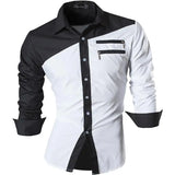 Spring Autumn Features Shirts Men's Casual Shirt Long Sleeve Casual Shirts MartLion K015-White US S CHINA