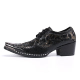 British Style Black Square Toe Lace Up Men's Oxfords Shoes Office Cow Leather Brogue Party Banquet Formal MartLion   