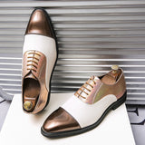 Wedding Leather Shoes Men's Gold Oxfords Pointed Toe Party Dress Lace Up Driving Designer Mart Lion   