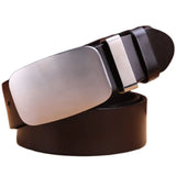 belt men's full grain cowhide genuine leather waist belt 3.8cm wide strap red brown black gold MartLion coffee ring steel 125cm 