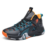 Non-slip Basketball Shoes Men's Air Shock Outdoor Trainers Light Sneakers Young Teenagers High Boots Basket Mart Lion Black tangerine 38 