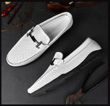 Men's genuine leather loafers luxury summer footwear hollow out breathable casual shoes real cow skin moccasin Mart Lion   