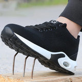 Men's Steel Toe Shoes Work Safety Boots Breathable Lightweight Puncture-proof Safety Sneakers MartLion   