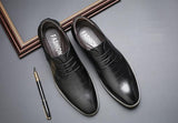 Men's Brogue Shoes Crocodile Pattern Leather Dress Lace-Up Wedding Party Office Oxfords Flats Mart Lion   