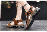 Summer Men's Sandals Genuine Leather Slippers Gladiator Beach Soft Outdoors Wading Shoes Mart Lion   